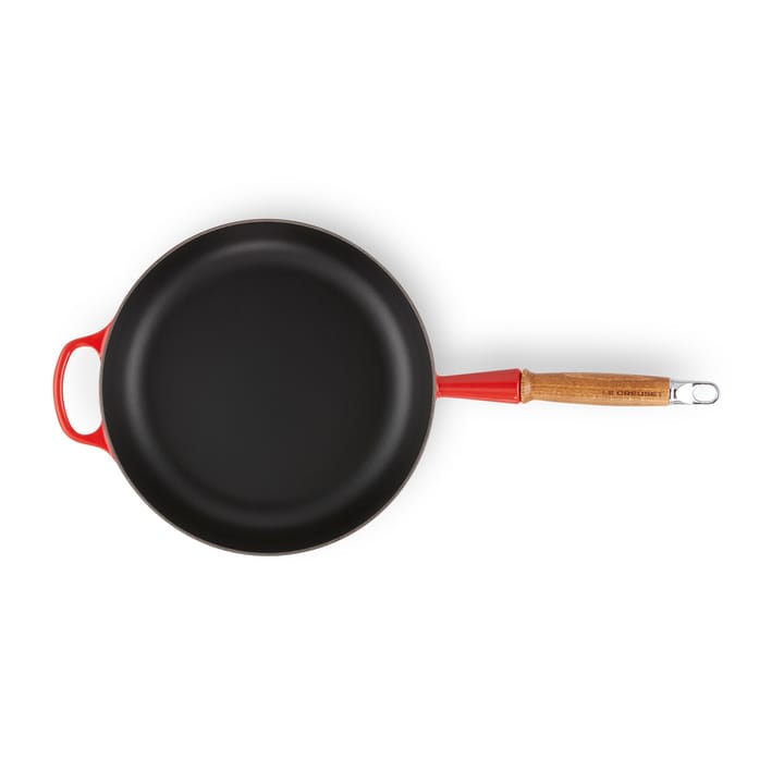 Le Creuset Signature głęboka patelnia z drewnianym uchwytem 28 cm, Cerise Le Creuset