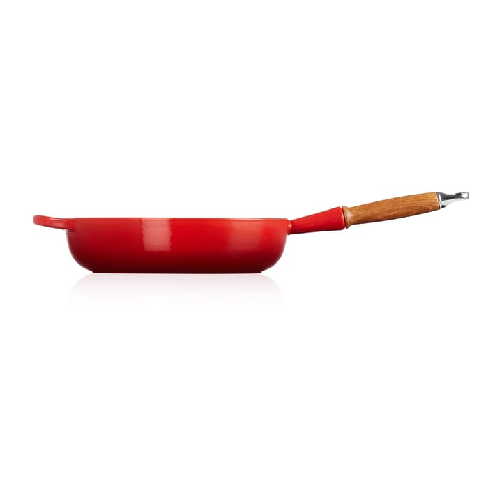 Le Creuset Signature głęboka patelnia z drewnianym uchwytem 28 cm, Cerise Le Creuset
