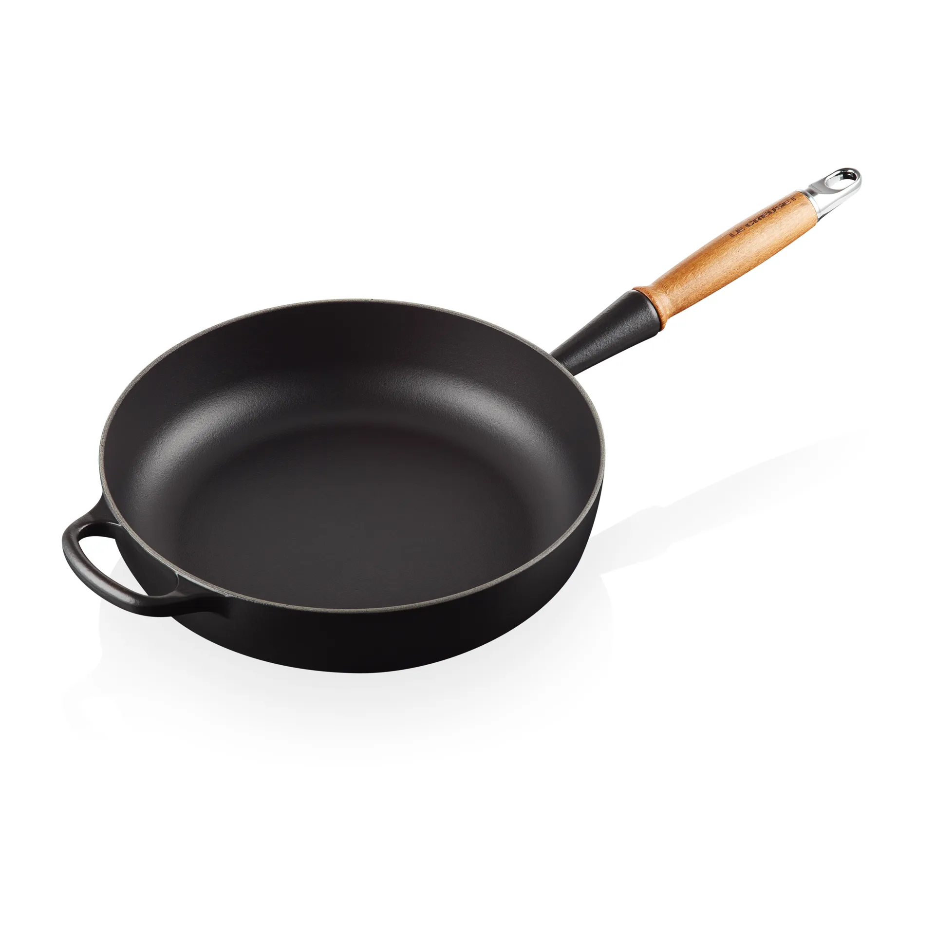 Le Creuset Signature głęboka patelnia z drewnianym uchwytem 28 cm, Matte Black Le Creuset