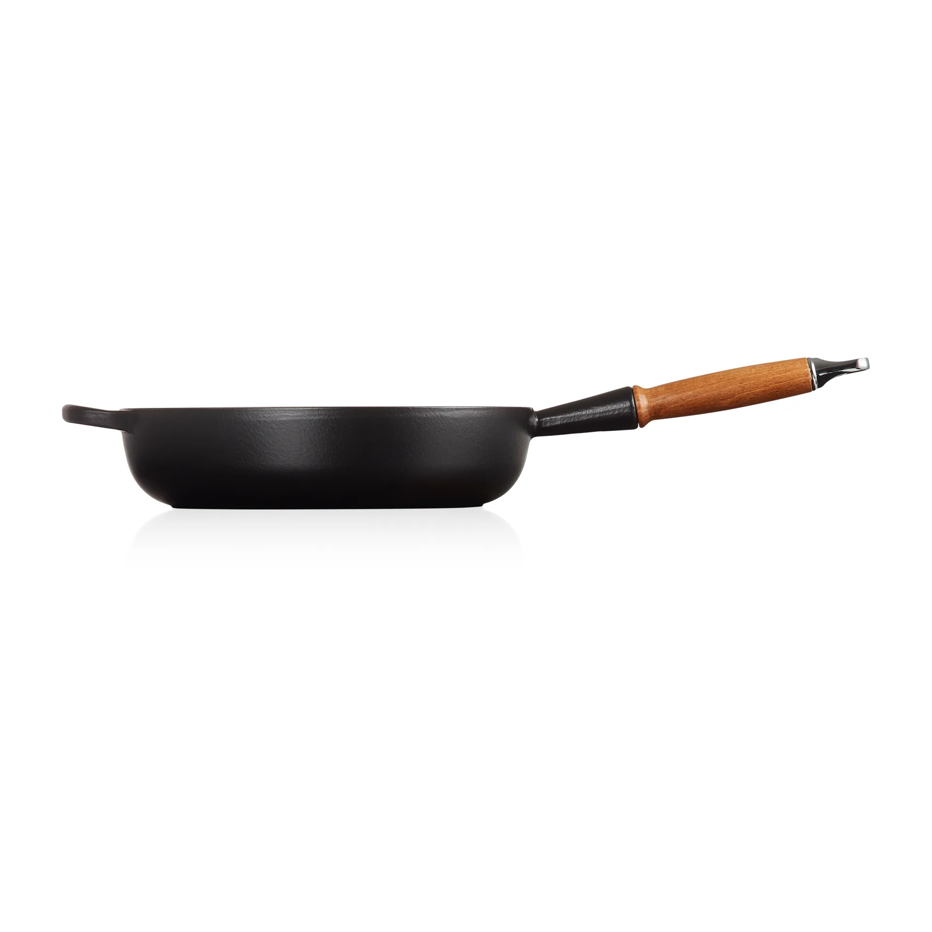Le Creuset Signature głęboka patelnia z drewnianym uchwytem 28 cm, Matte Black Le Creuset