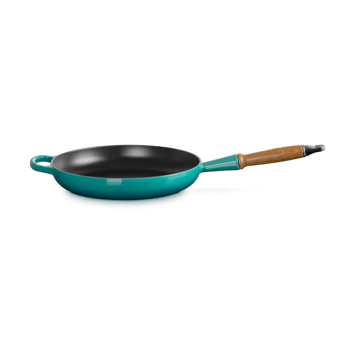 Le Creuset Signature patelnia do smażenia z drewnianym uchwytem 28 cm - Bleu Riviera - Le Creuset