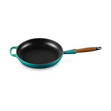 Le Creuset Signature patelnia do smażenia z drewnianym uchwytem 28 cm - Bleu Riviera - Le Creuset