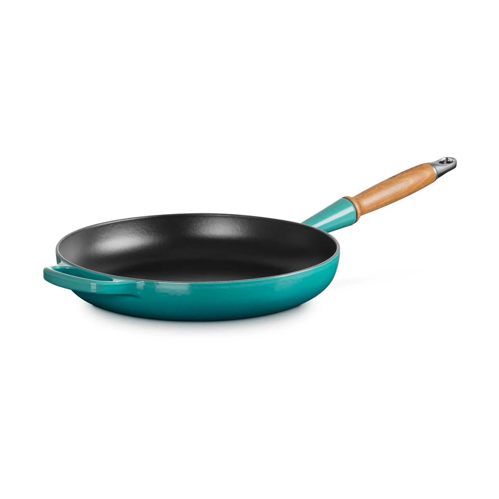 Le Creuset Signature patelnia do smażenia z drewnianym uchwytem 28 cm, Bleu Riviera Le Creuset