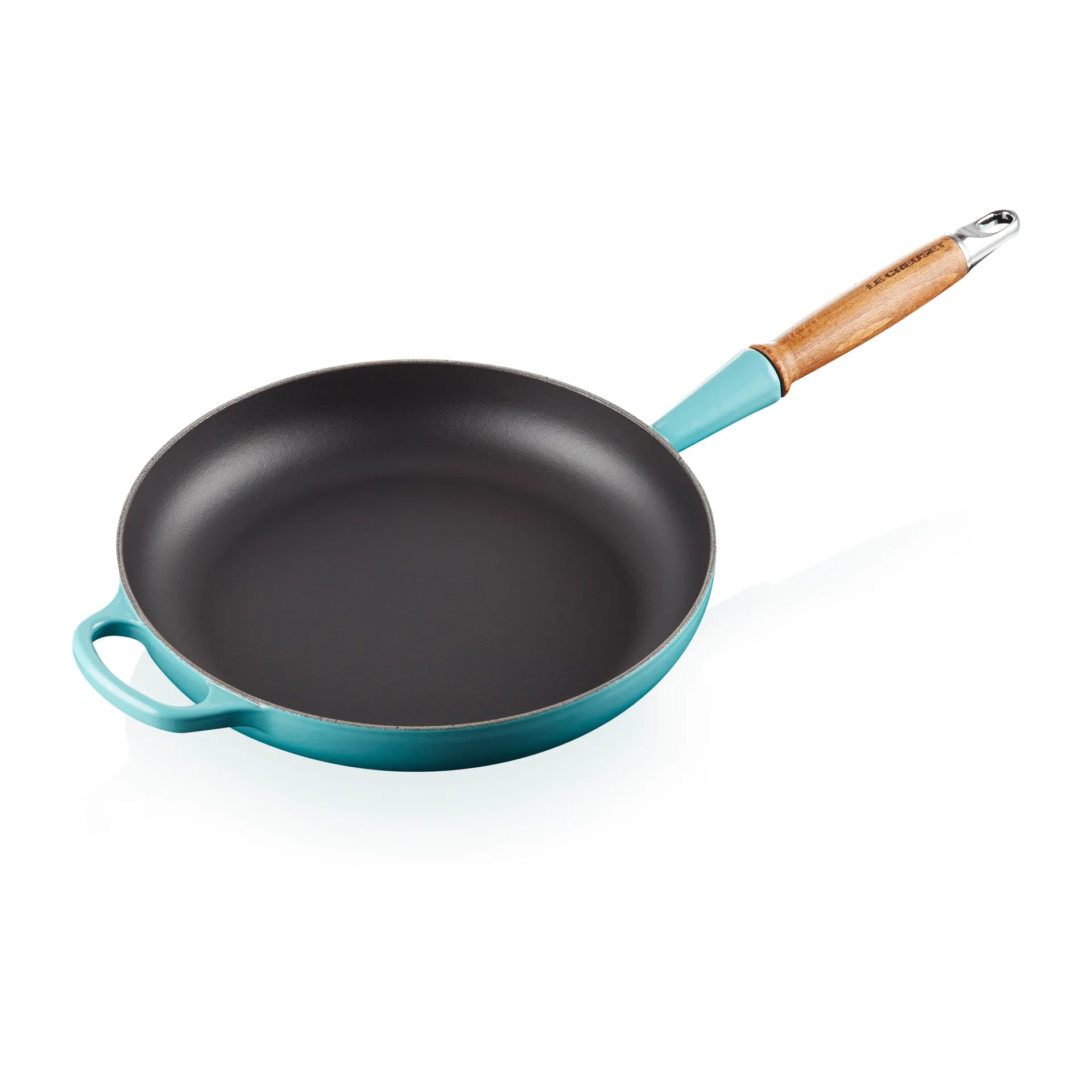 Le Creuset Signature patelnia do smażenia z drewnianym uchwytem 28 cm, Caribbean Le Creuset