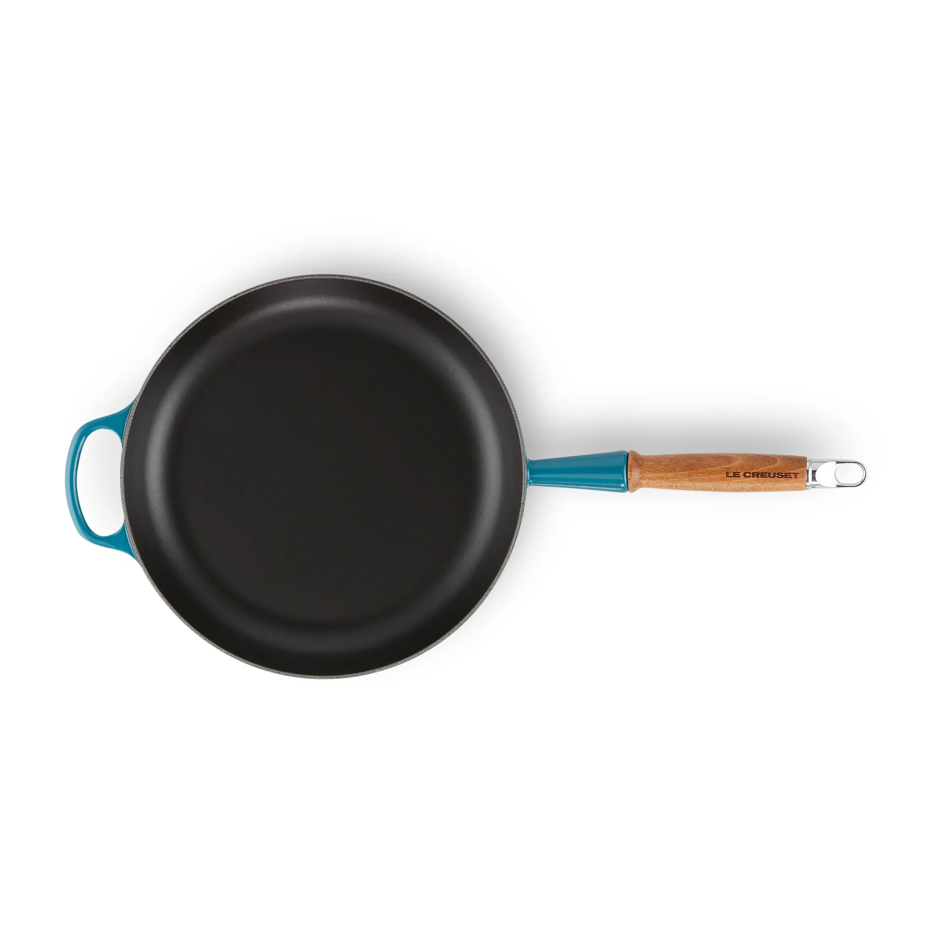 Le Creuset Signature patelnia do smażenia z drewnianym uchwytem 28 cm, Deep Teal Le Creuset