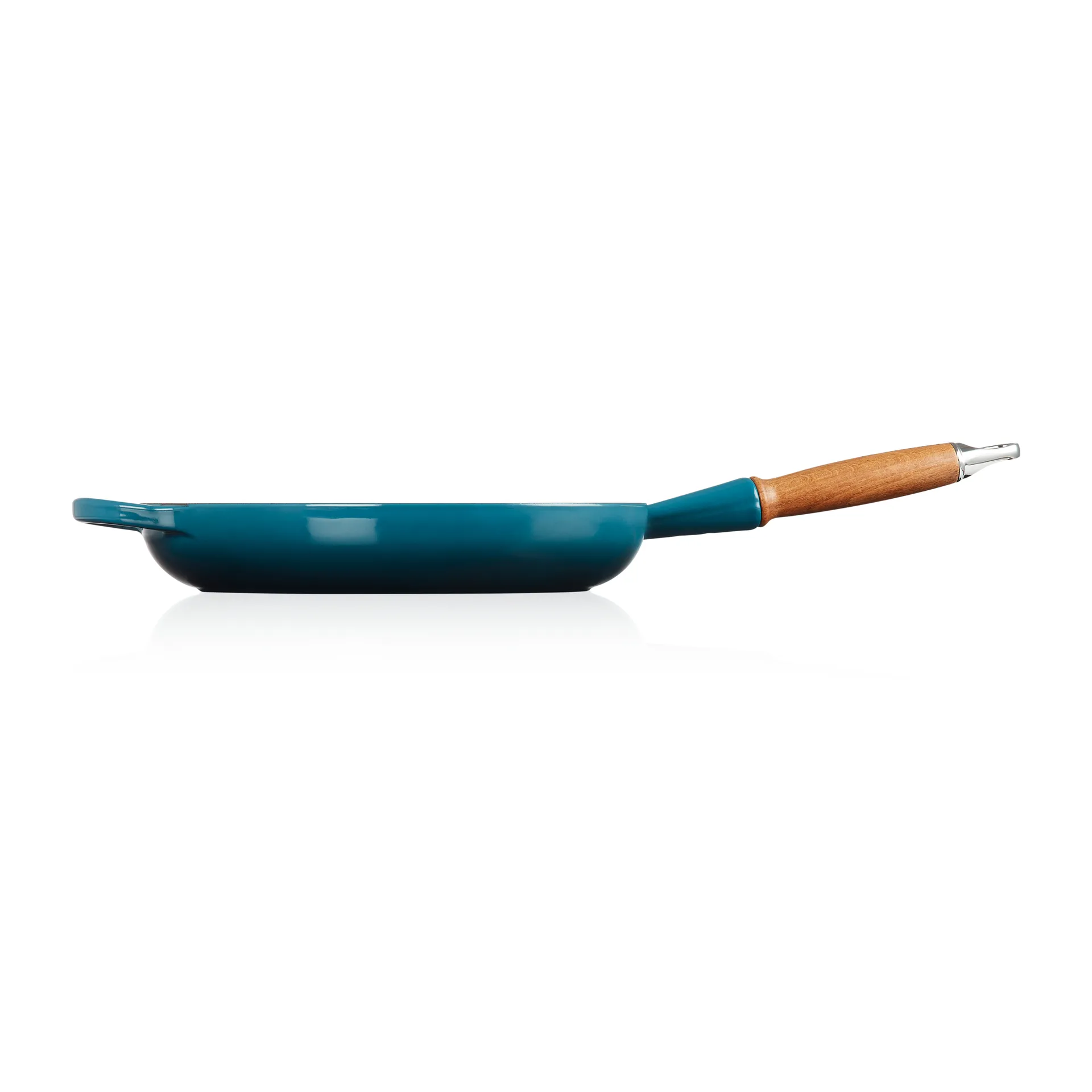 Le Creuset Signature patelnia do smażenia z drewnianym uchwytem 28 cm, Deep Teal Le Creuset