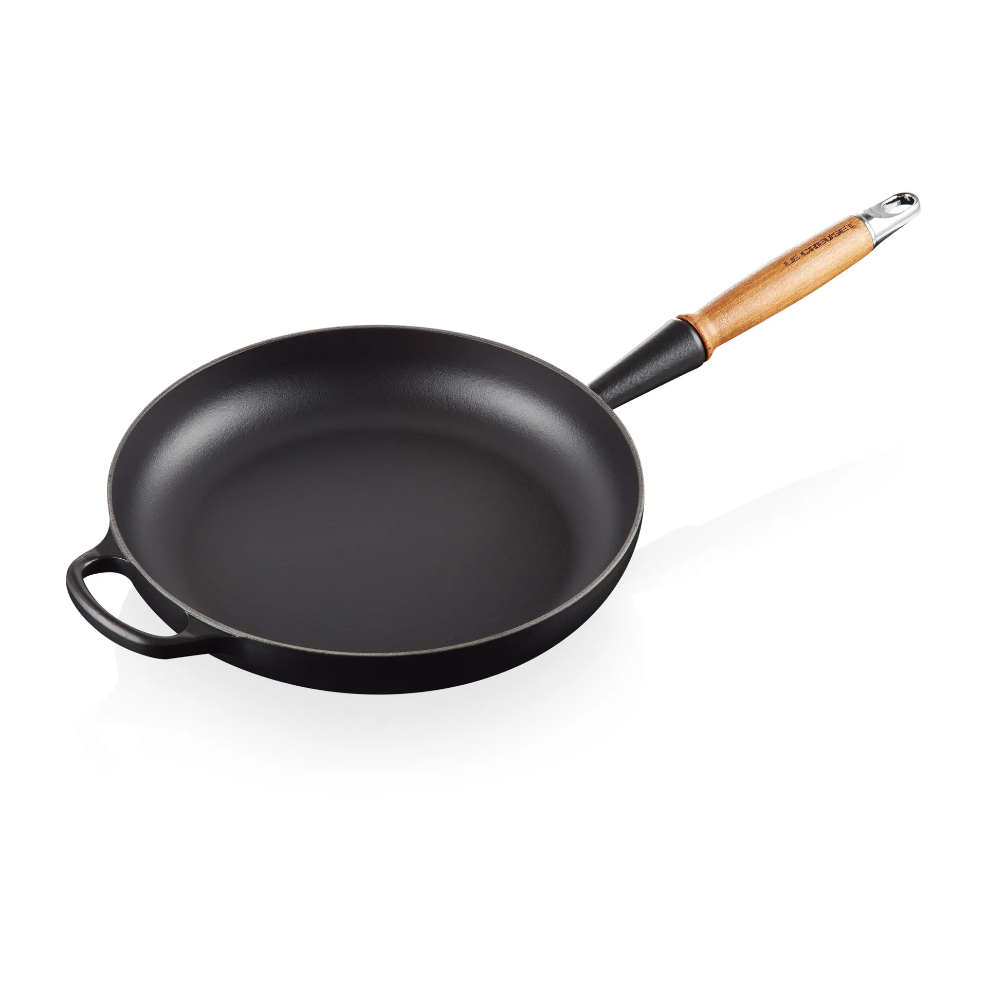 Le Creuset Signature patelnia do smażenia z drewnianym uchwytem 28 cm, Matte Black Le Creuset