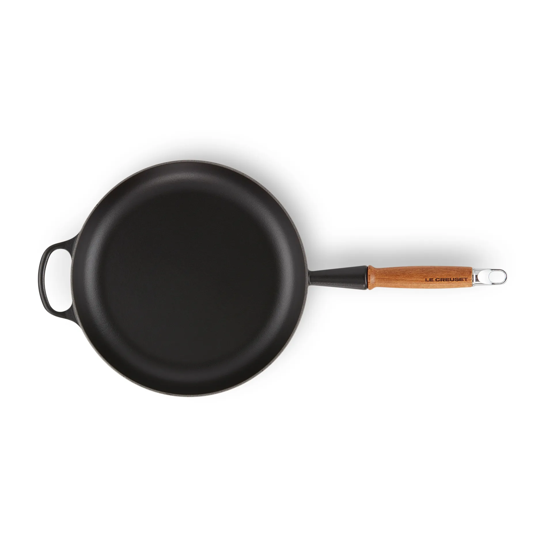 Le Creuset Signature patelnia do smażenia z drewnianym uchwytem 28 cm, Matte Black Le Creuset