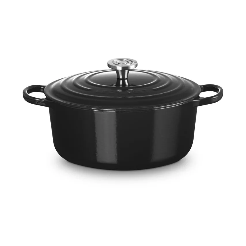 Le Creuset Signature żeliwny garnek okrągły, Czarny, 6,7 L Le Creuset