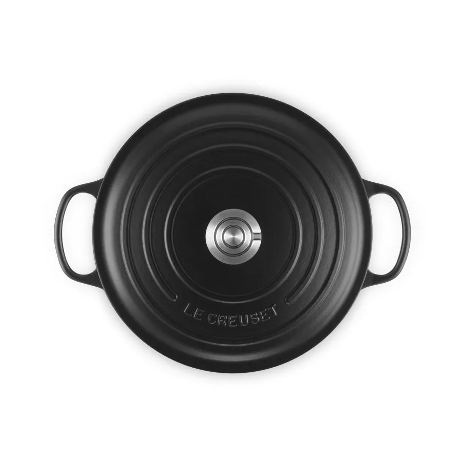 Le Creuset Signature żeliwny garnek okrągły, Matte Black, 6,7 L Le Creuset