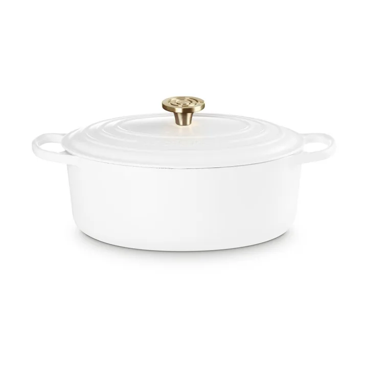 Le Creuset Signature żeliwny owalny garnek - Biały, 6,3 L - Le Creuset