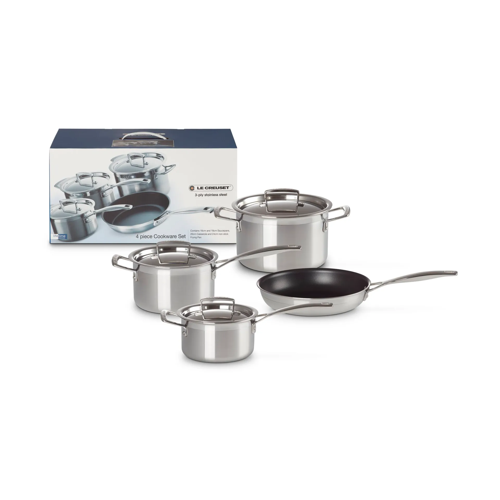 Le Creuset zestaw garnków i patelni, Stal nierdzewna, 4 części Le Creuset