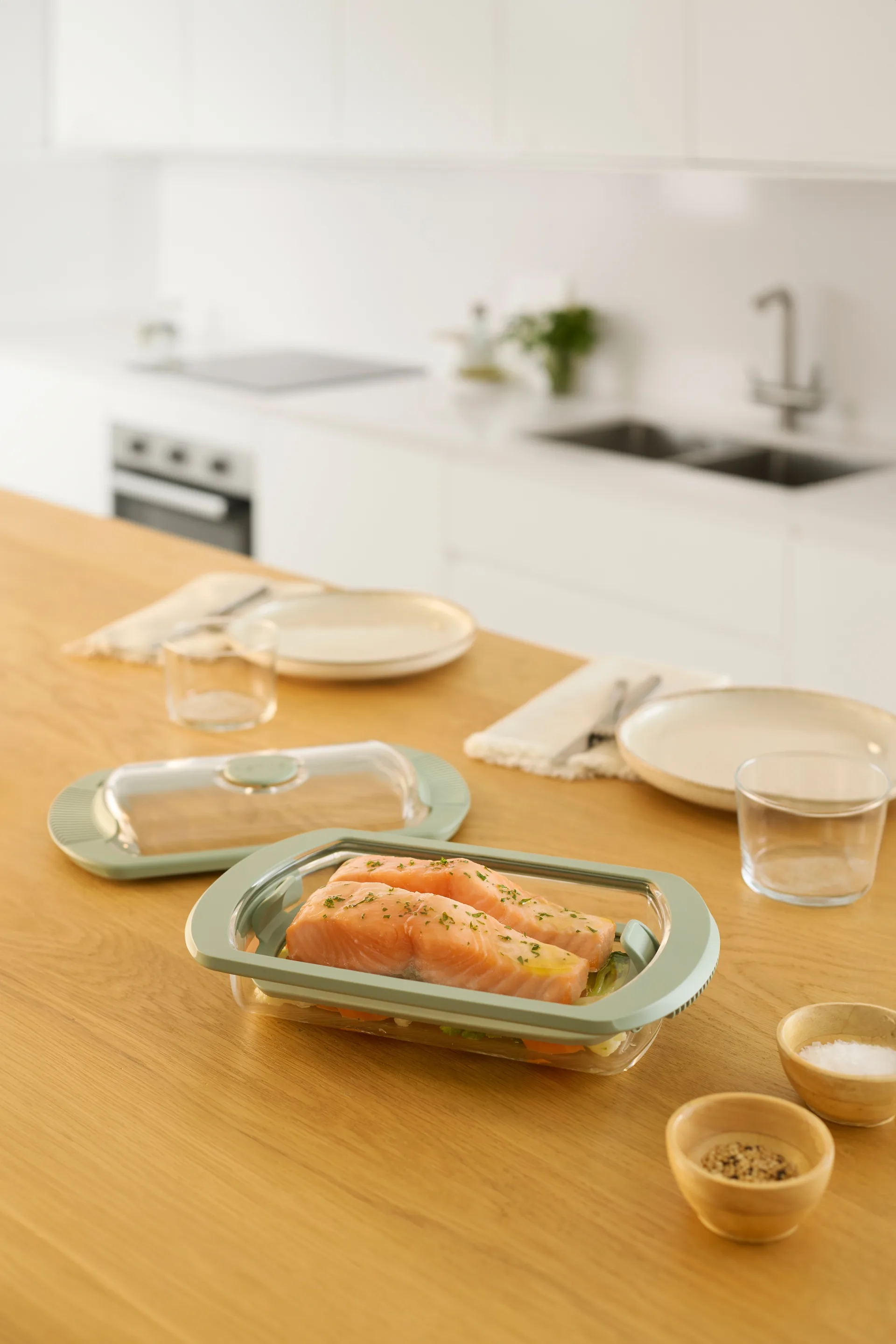 Lékué naczynie do gotowania na parze, Przezroczysty, szkło, 2‑szt. Lékué