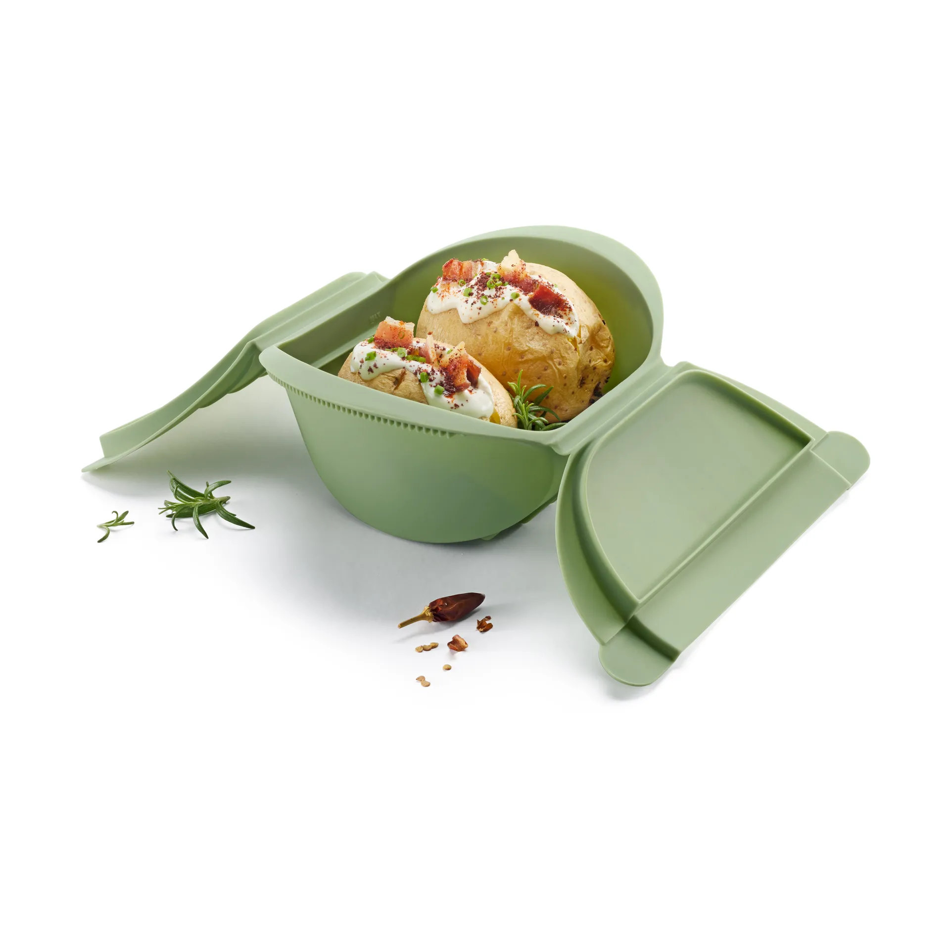 Lékué naczynie do gotowania na parze, Zielony, duży, 4‑szt. Lékué