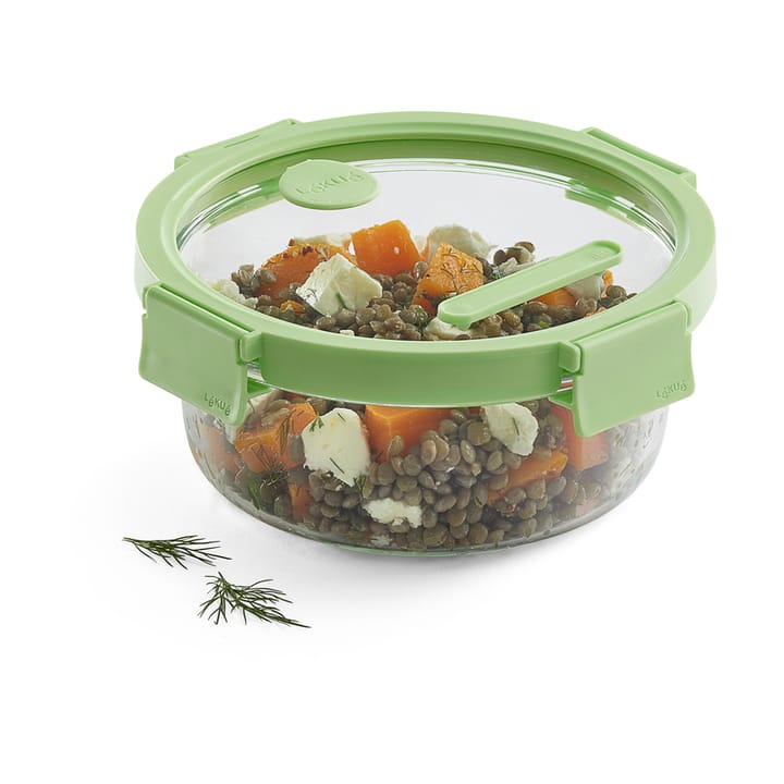 Szklany pojemnik na lunch Lékué  0,95 L, okrągły, Zielony Lékué