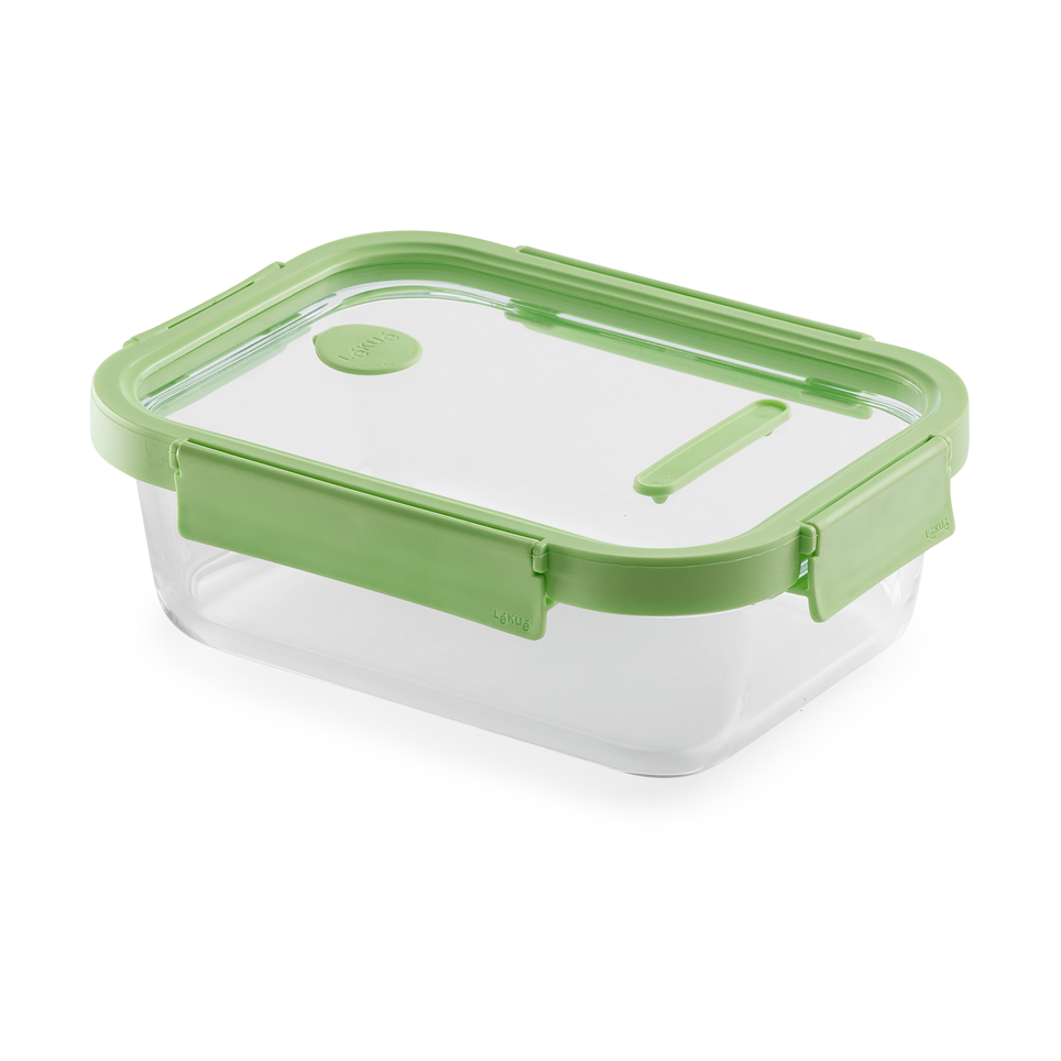 Lékué Szklany pojemnik na lunch Lékué 1,52 L, prostokątny Zielony