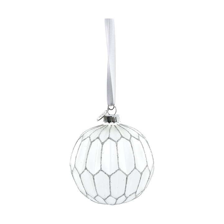 Bombka choinkowa okrągła Navina Ø8 cm - White-Silver - Lene Bjerre