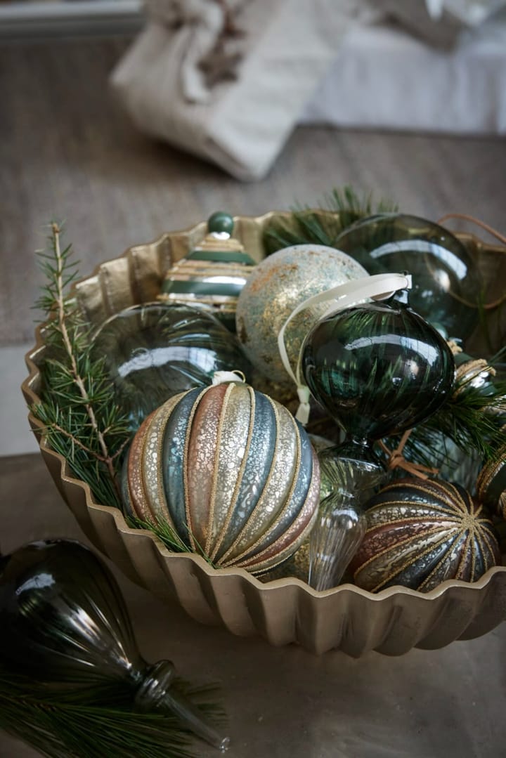 Bombka świąteczna Clearena Ø8 cm, Dusty green-gold Lene Bjerre