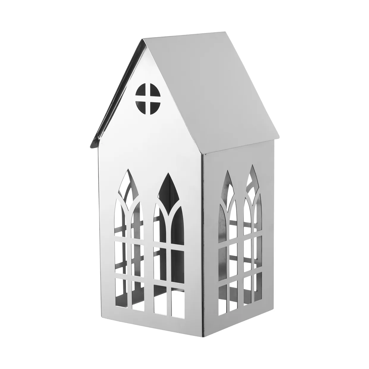 Lampion Sigrine house, Srebrny, 11,5x11xH23 cm Lene Bjerre