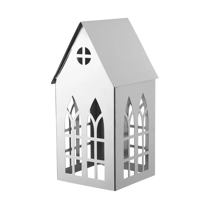 Lampion Sigrine house - Srebrny, 11,5x11xH23 cm - Lene Bjerre