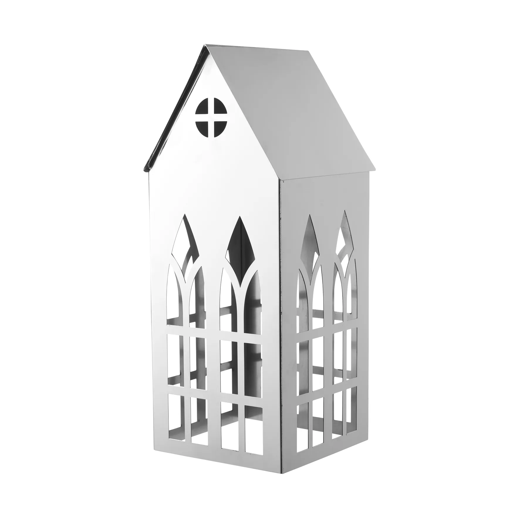 Lampion Sigrine house, Srebrny, 14x14xH33 cm Lene Bjerre