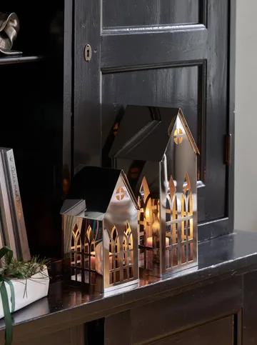 Lampion Sigrine house - Srebrny, 14x14xH33 cm - Lene Bjerre