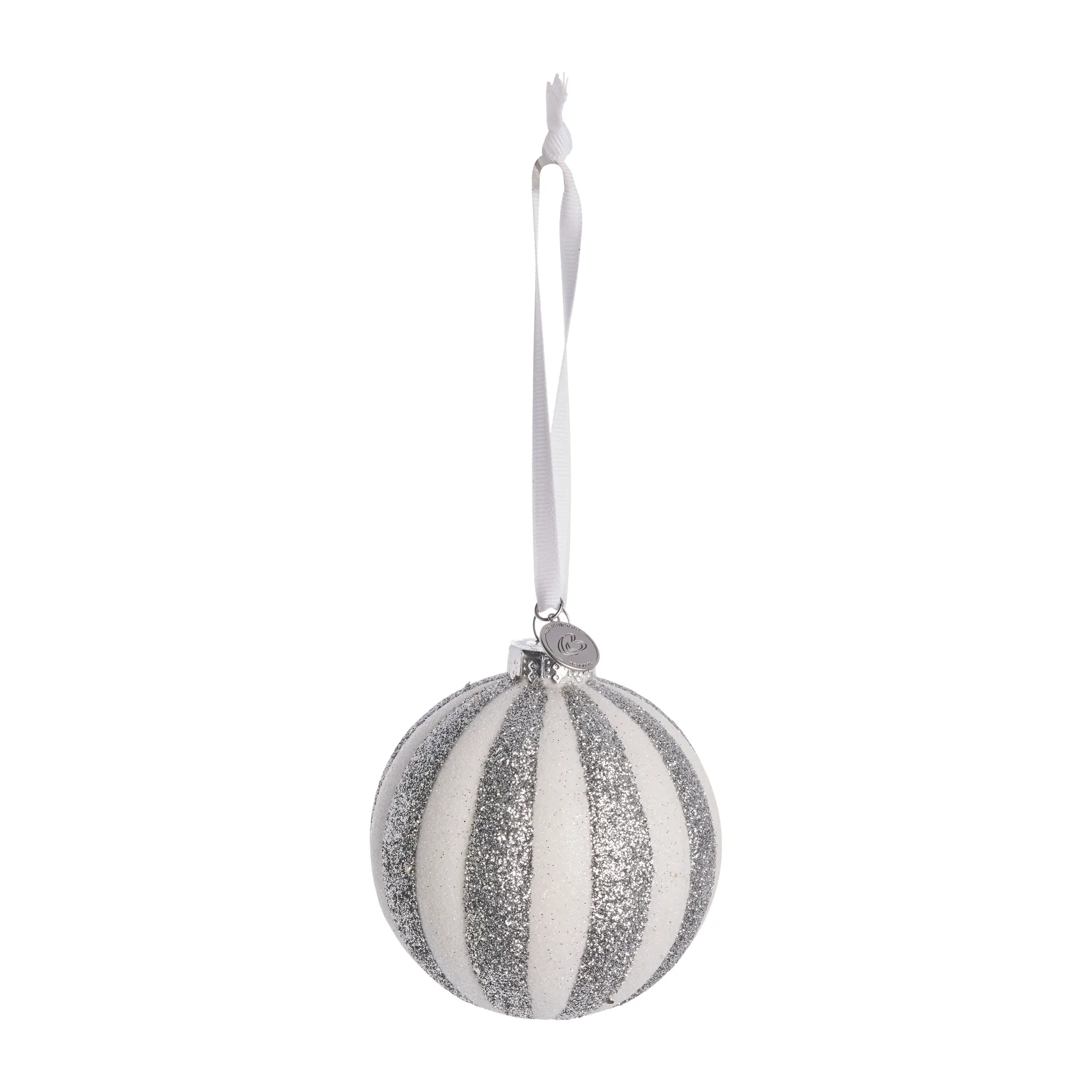 Selvie bombka świąteczna Ø8 cm, white-silver Lene Bjerre