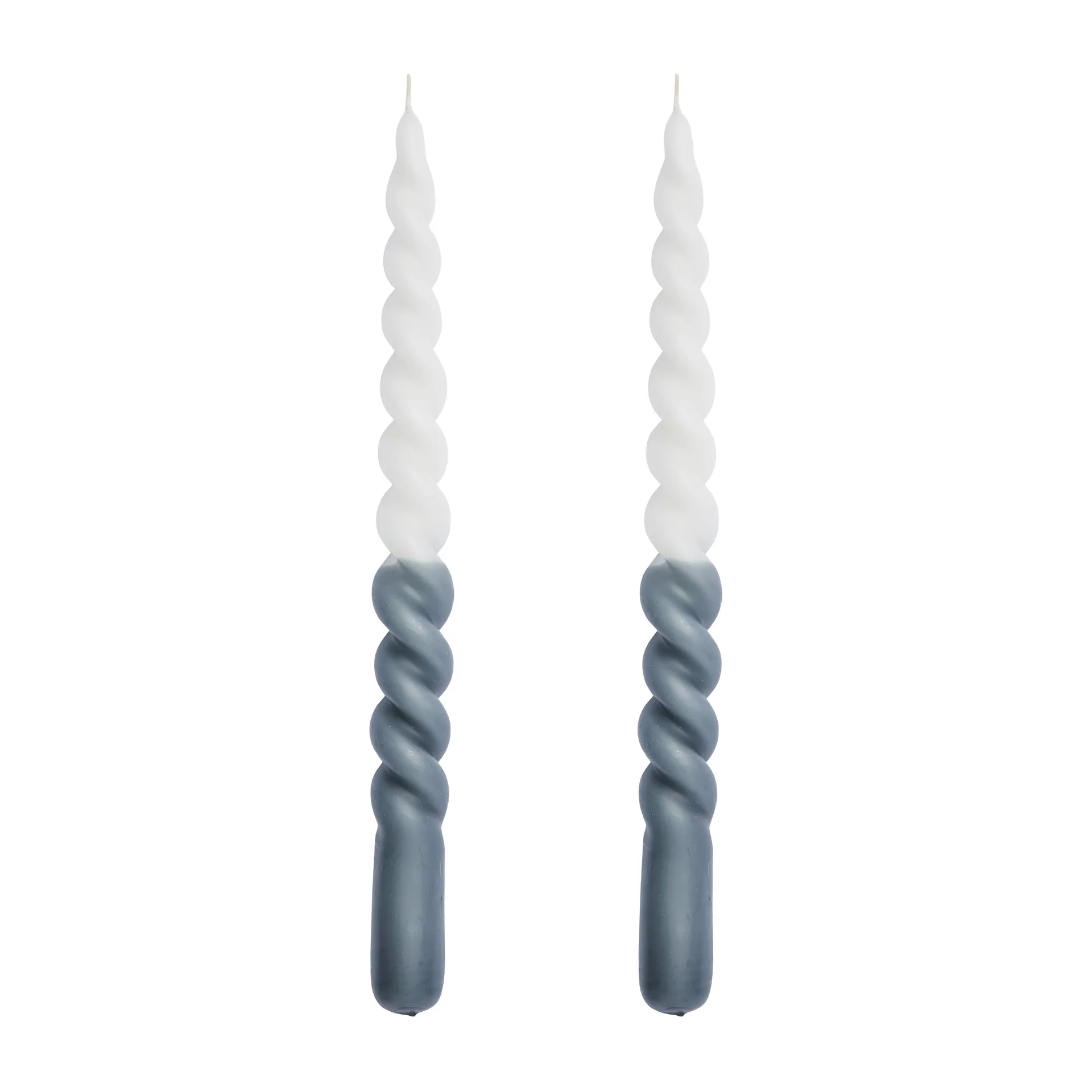 Świeczki skręcone dwukolorowe Twisted 25 cm, 2-pak, Dark grey-white Lene Bjerre