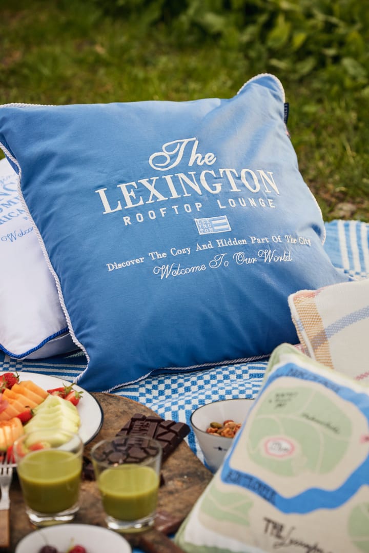 Bawełniany koc piknikowy Checked 150x150 cm - Blue - Lexington