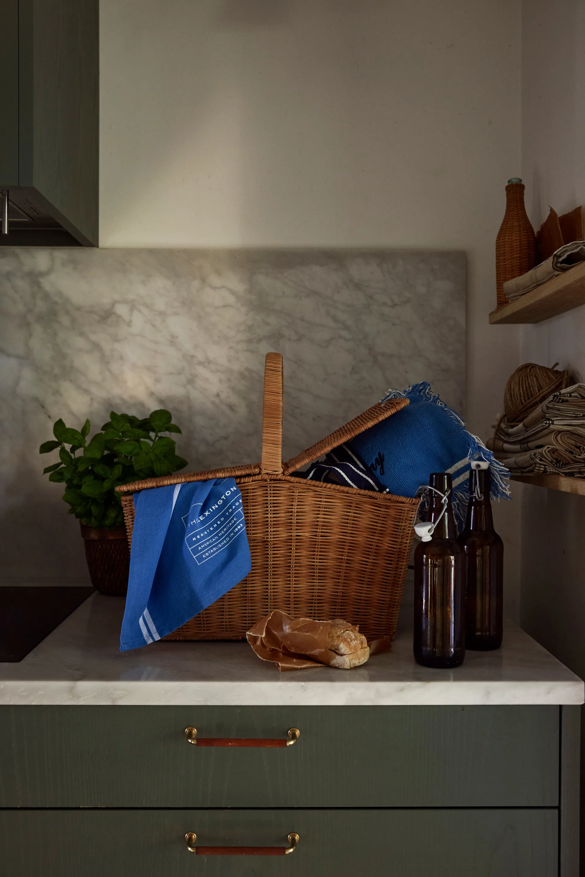 Bawełniany koc piknikowy Checked 150x150 cm, Blue Lexington