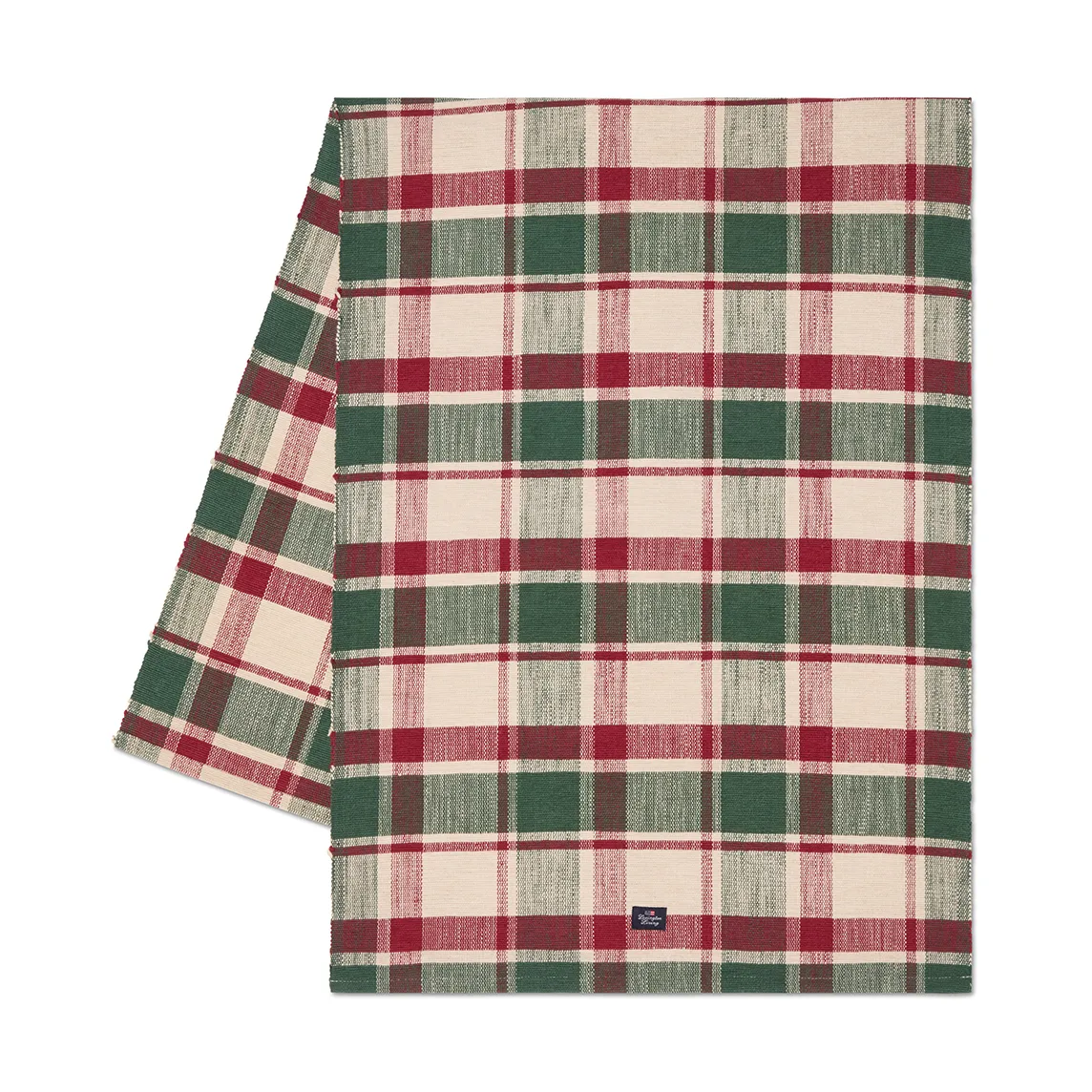 Bieżnik Checked z ekologicznej bawełny, Green-red-beige, 50x150 cm Lexington