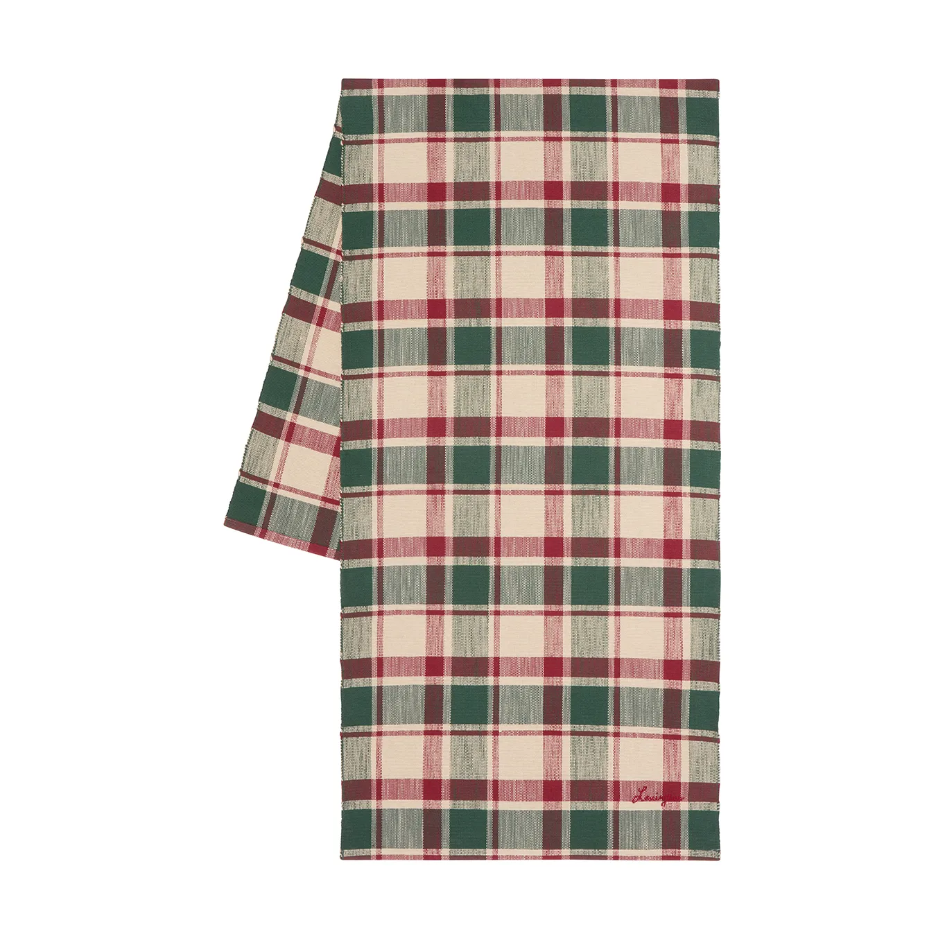 Bieżnik Checked z ekologicznej bawełny, Green-red-beige, 50x150 cm Lexington