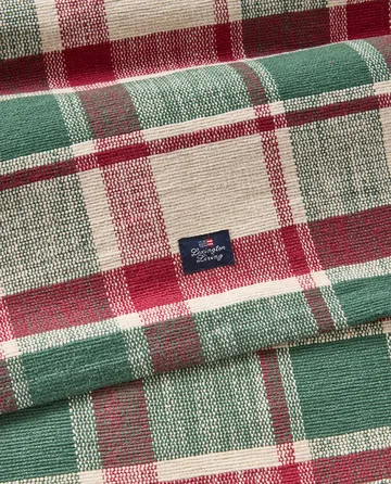 Bieżnik Checked z ekologicznej bawełny - Green-red-beige, 50x150 cm - Lexington