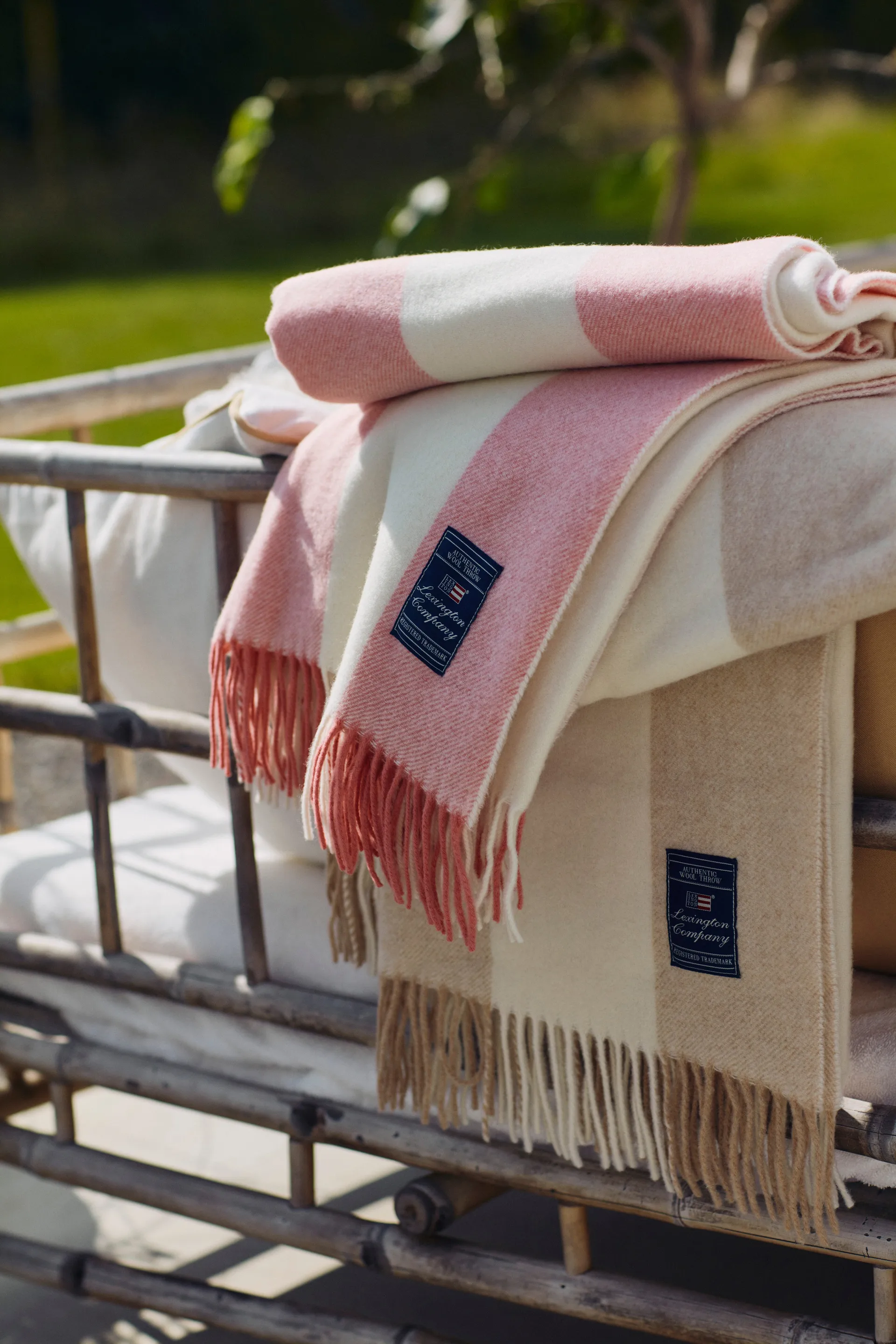 Blok Striped Recycled Wool pled 130x170 cm, Oat-White Lexington