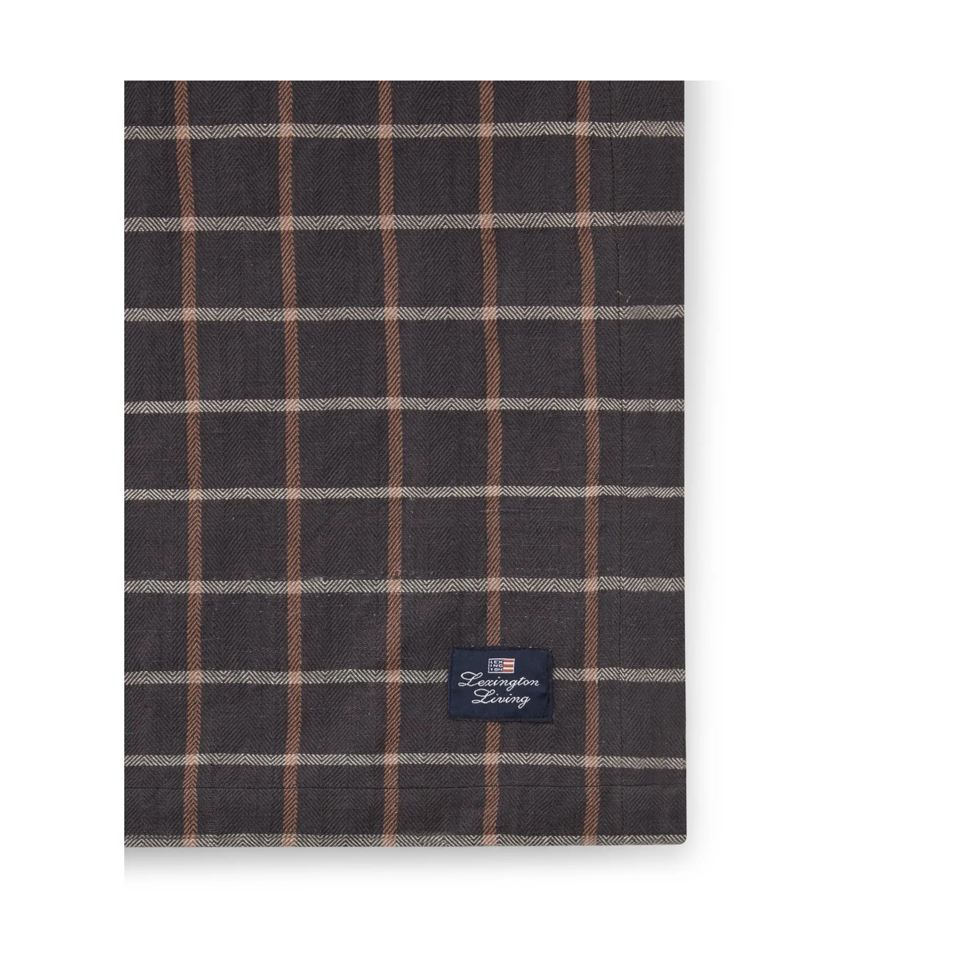 Checked Cotton Linen obrus 150x250 cm, Dark gray-beige Lexington