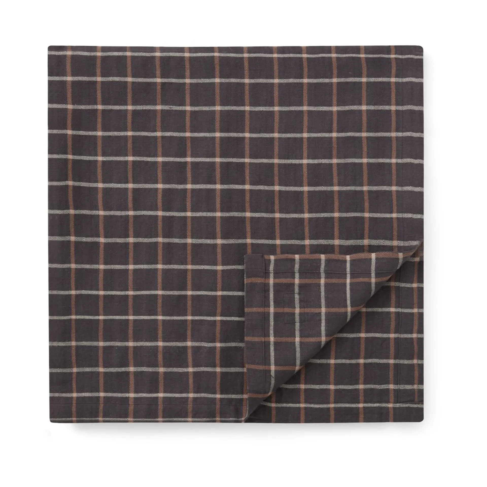 Checked Cotton Linen obrus 150x250 cm, Dark gray-beige Lexington