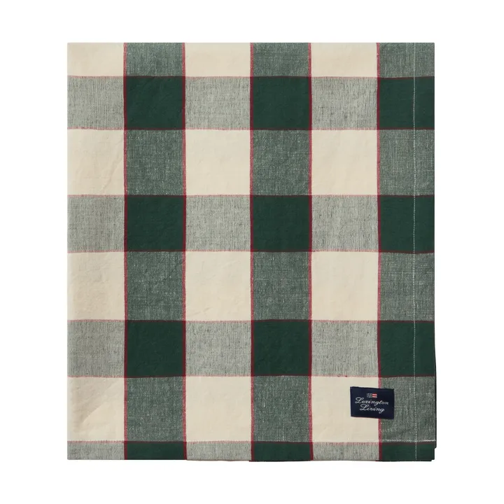 Checked Cotton Linen obrus 150x250 cm - Green-light beige-red - Lexington