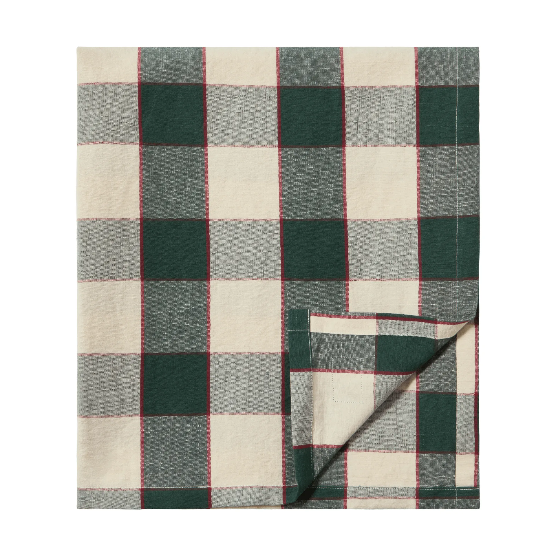Checked Cotton Linen obrus 150x250 cm, Green-light beige-red Lexington