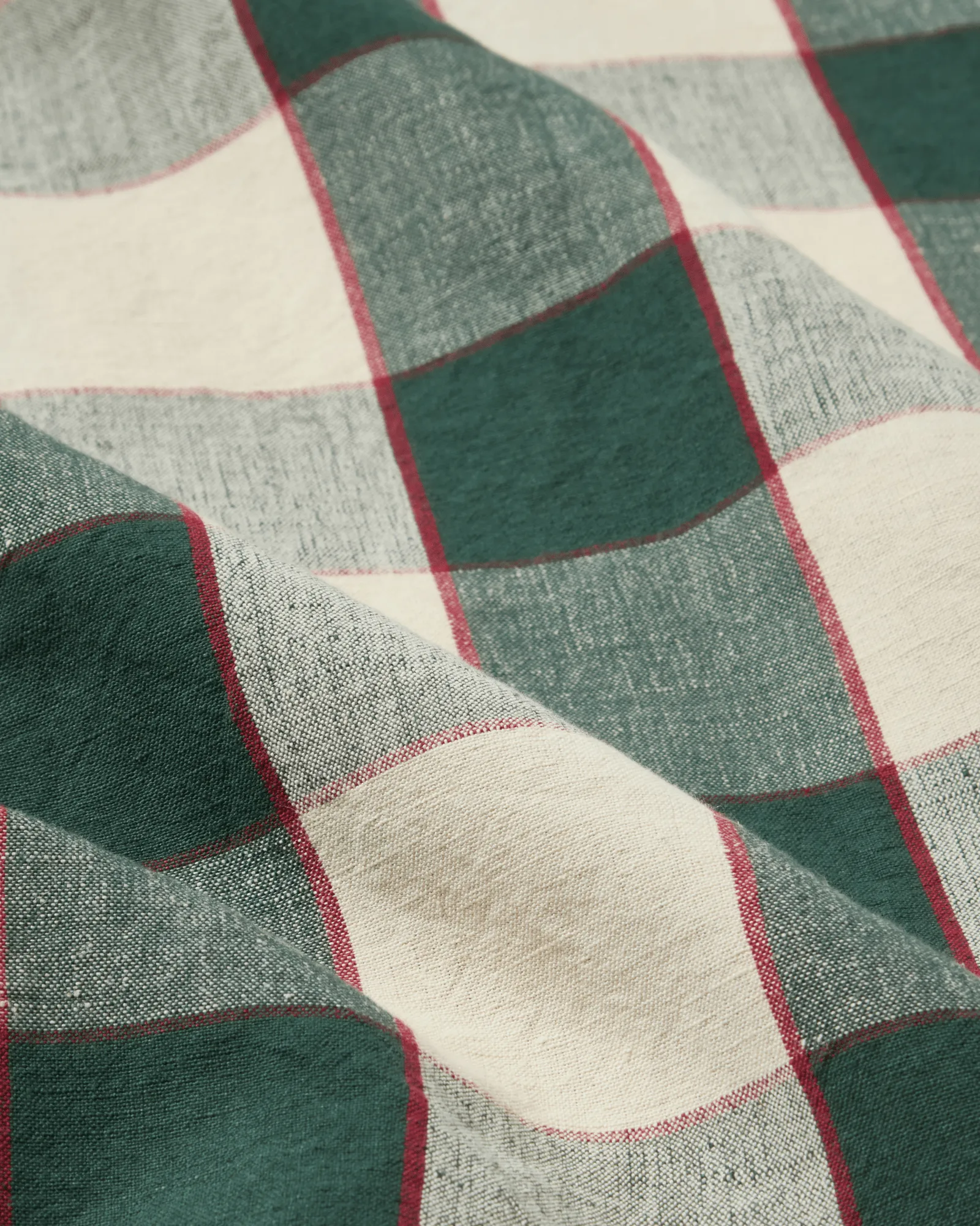Checked Cotton Linen obrus 150x250 cm, Green-light beige-red Lexington