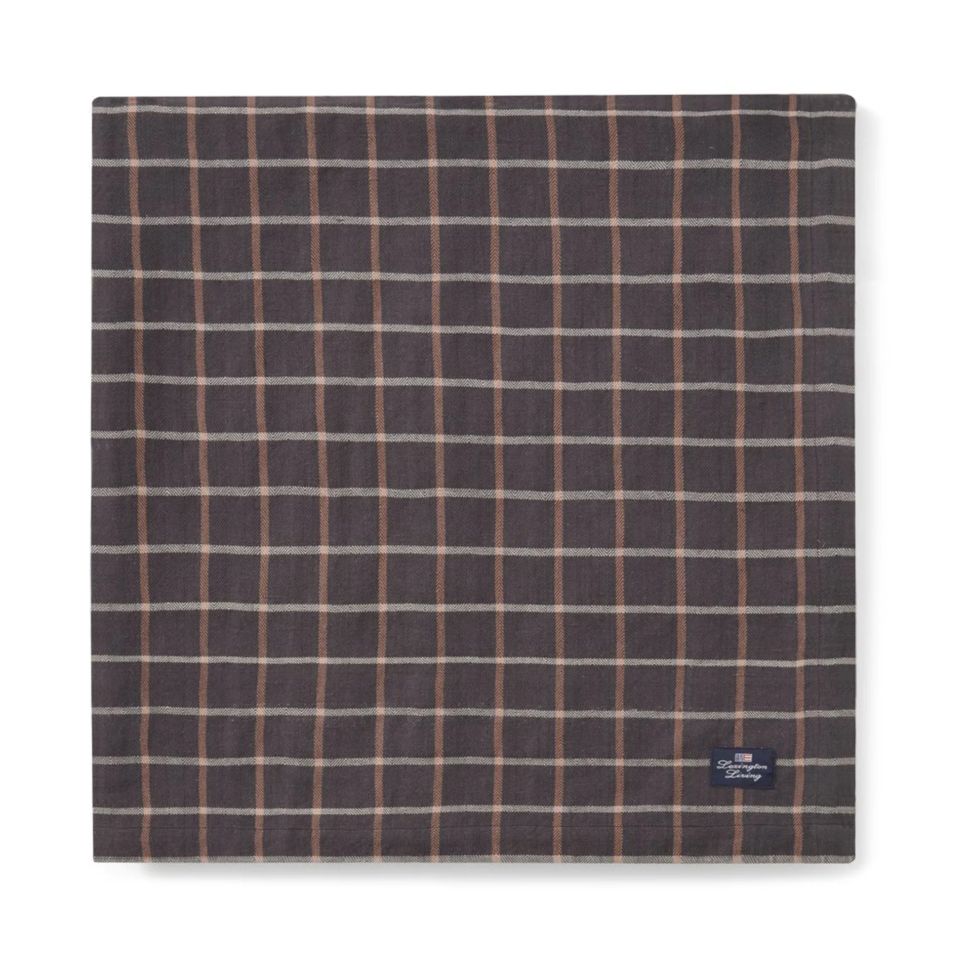 Checked Cotton Linen obrus 150x350 cm, Dark gray-beige Lexington