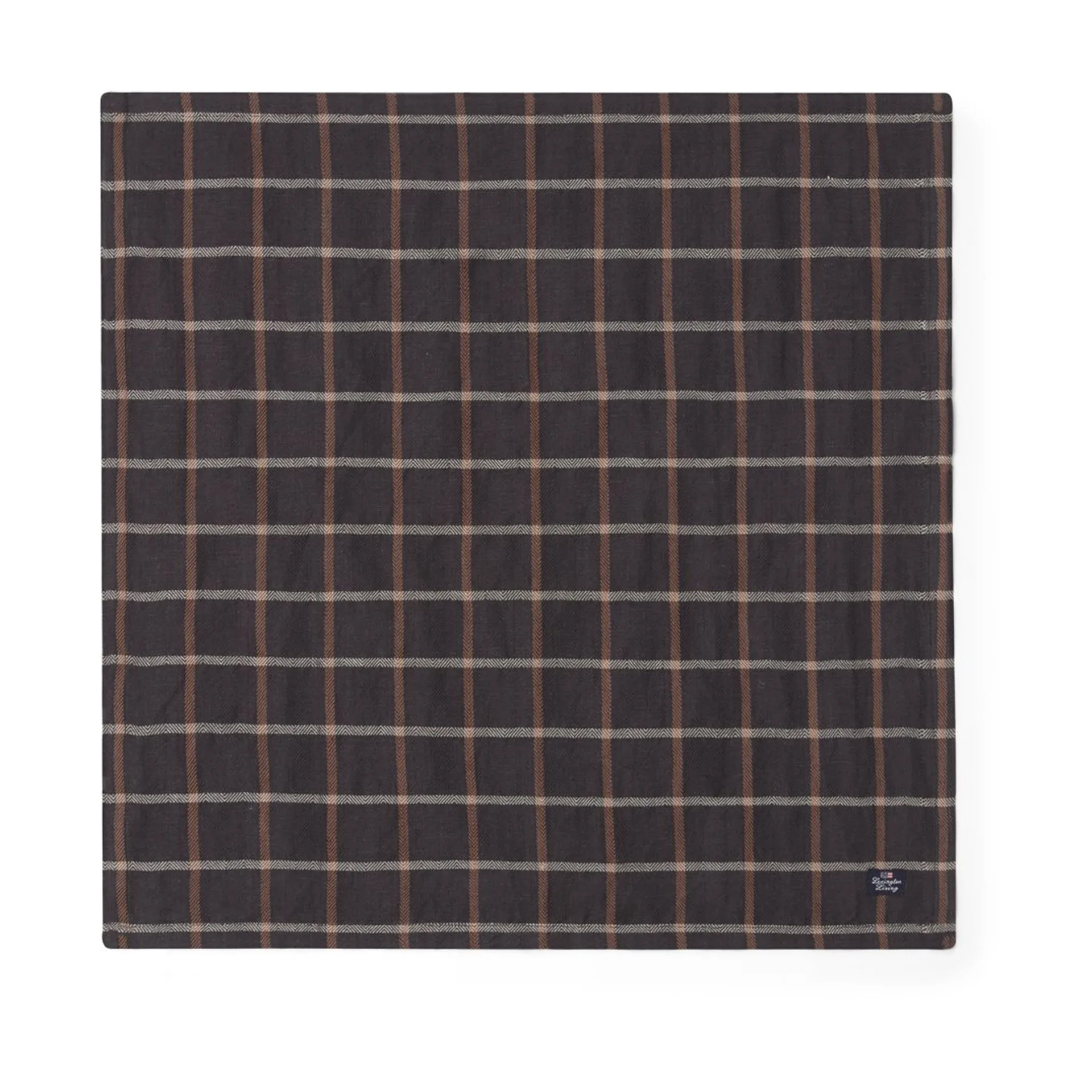 Checked Cotton Linen tkanina serwetka 50x50 cm, Dark gray-beige Lexington