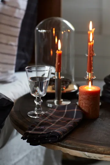 Checked Cotton Linen tkanina serwetka 50x50 cm - Dark gray-beige - Lexington