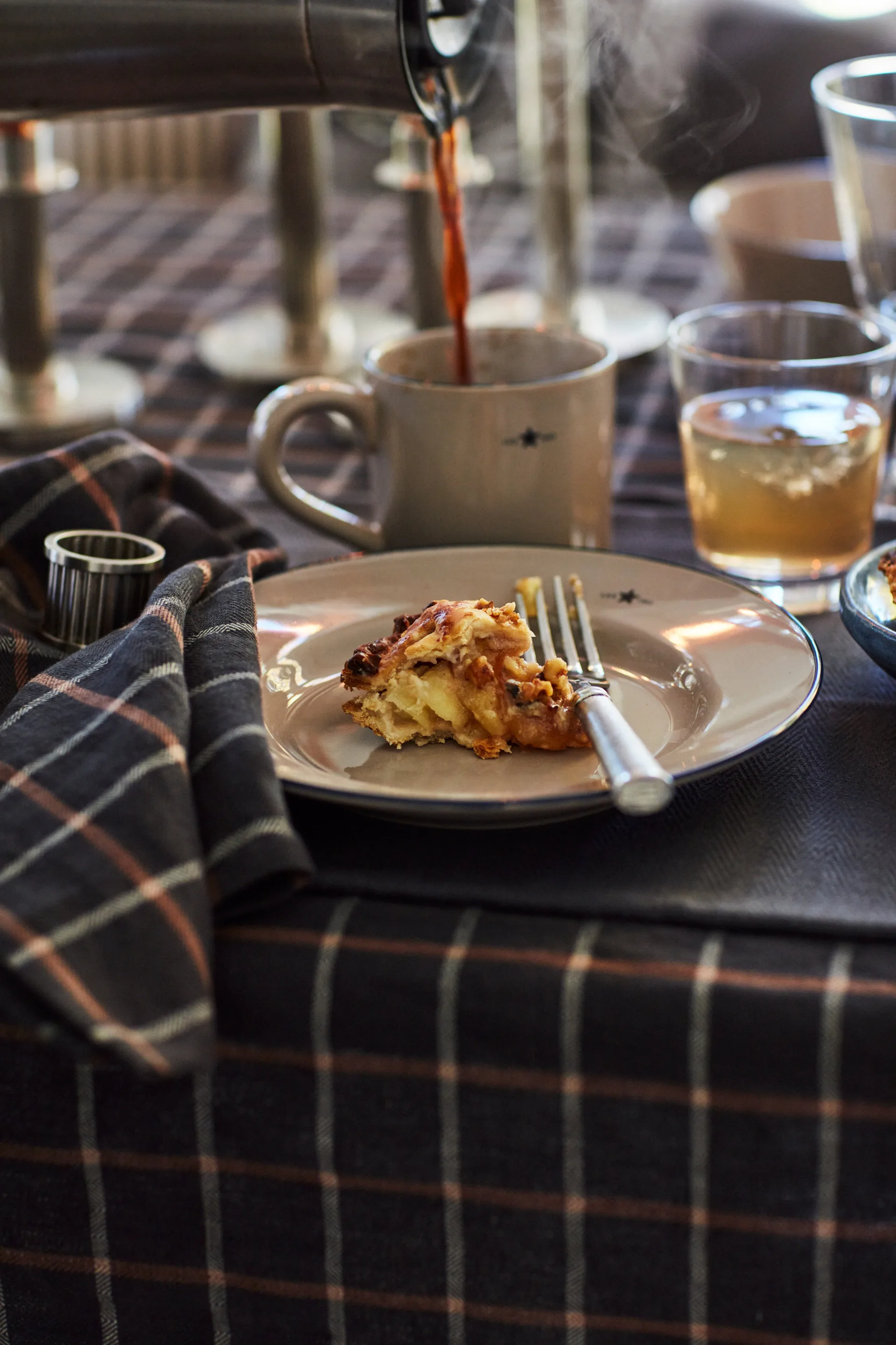 Checked Cotton Linen tkanina serwetka 50x50 cm, Dark gray-beige Lexington