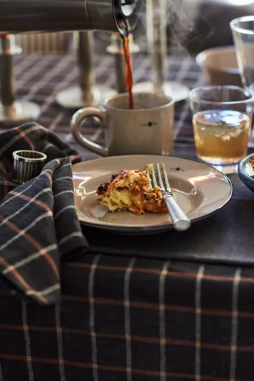 Checked Cotton Linen tkanina serwetka 50x50 cm - Dark gray-beige - Lexington