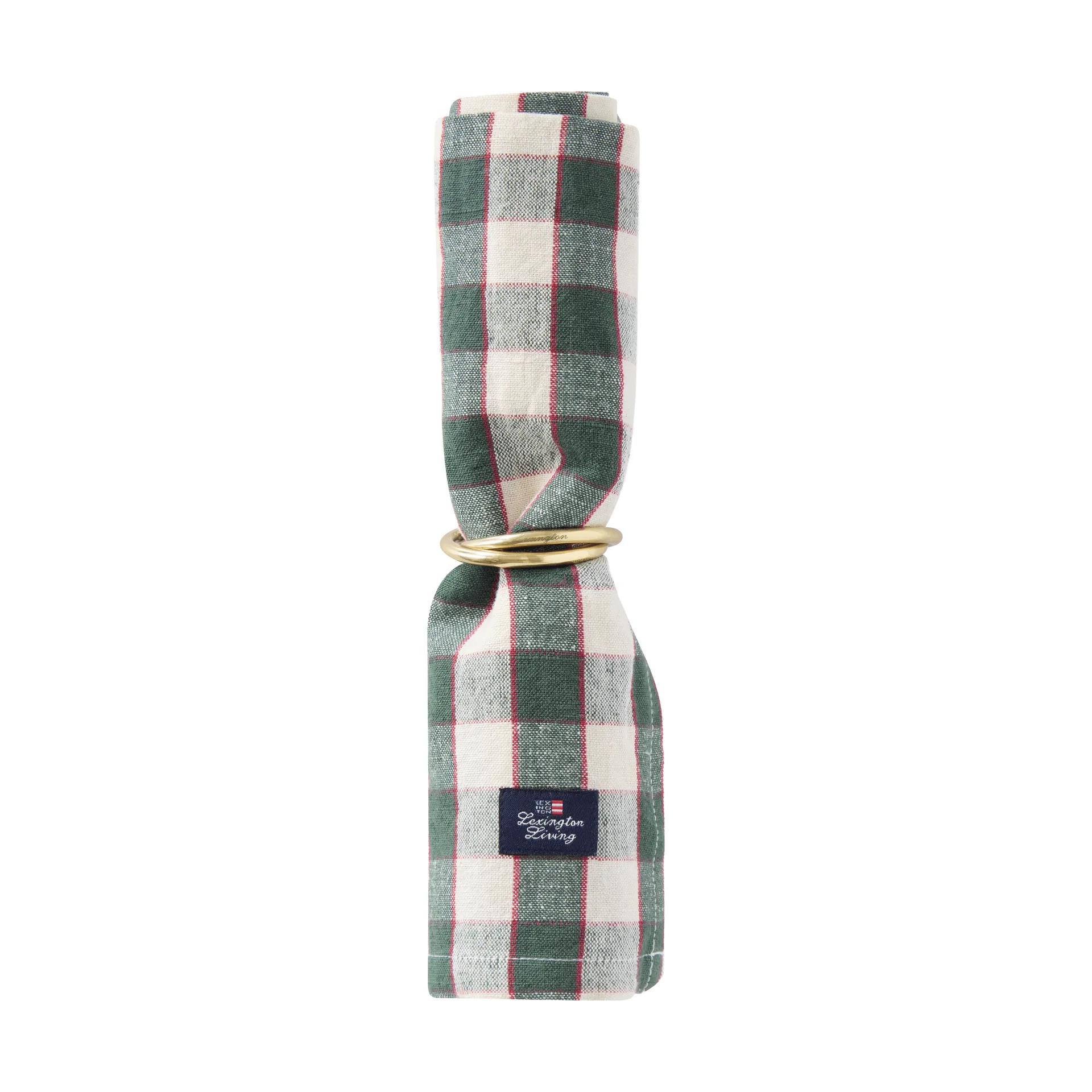 Checked Linen/Cotton serwetka materiałowa 50x50 cm, Green-light beige-red Lexington