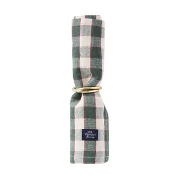 Checked Linen/Cotton serwetka materiałowa 50x50 cm - Green-light beige-red - Lexington