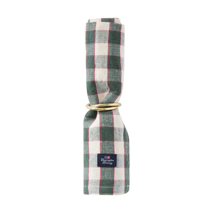Checked Linen/Cotton serwetka materiałowa 50x50 cm - Green-light beige-red - Lexington