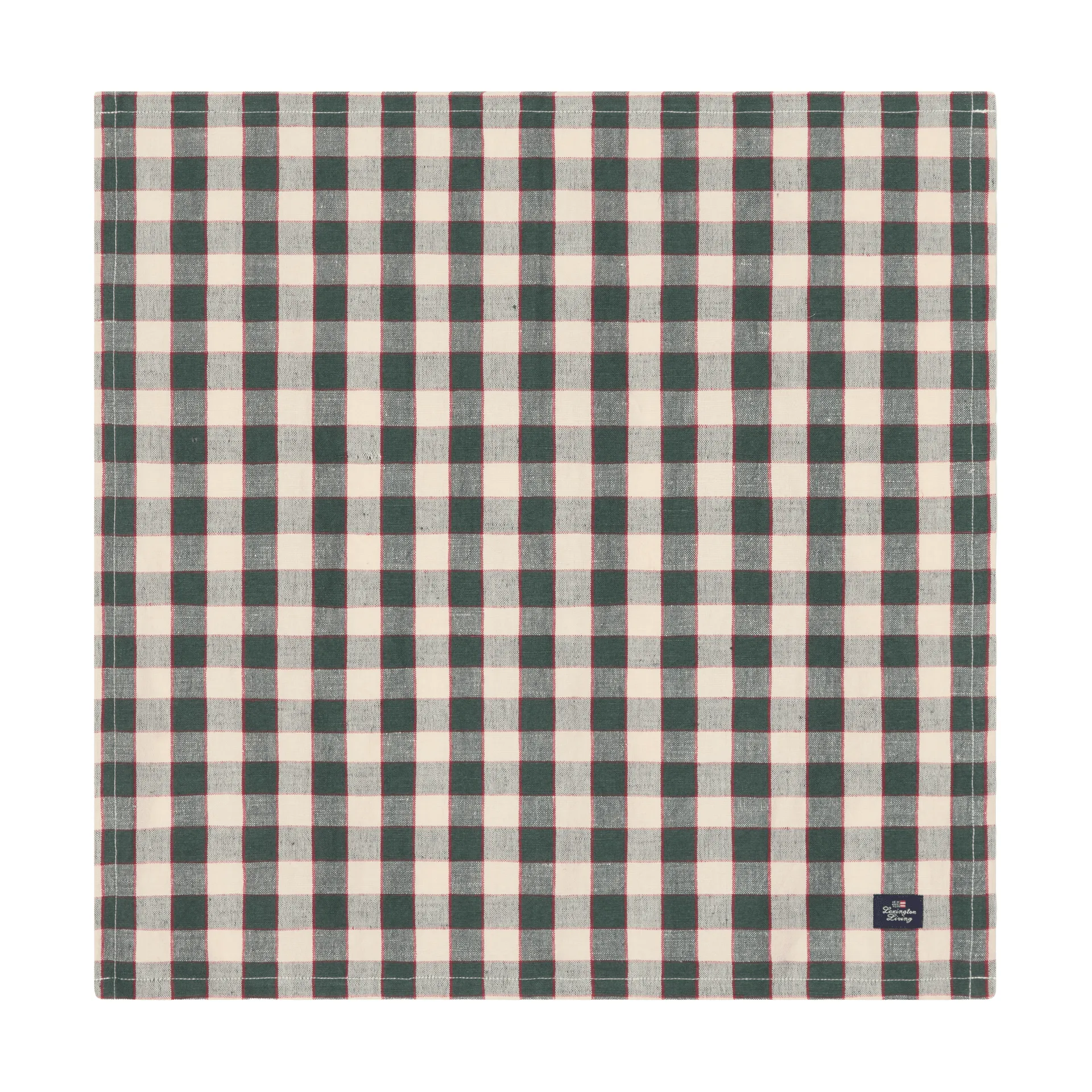Checked Linen/Cotton serwetka materiałowa 50x50 cm, Green-light beige-red Lexington