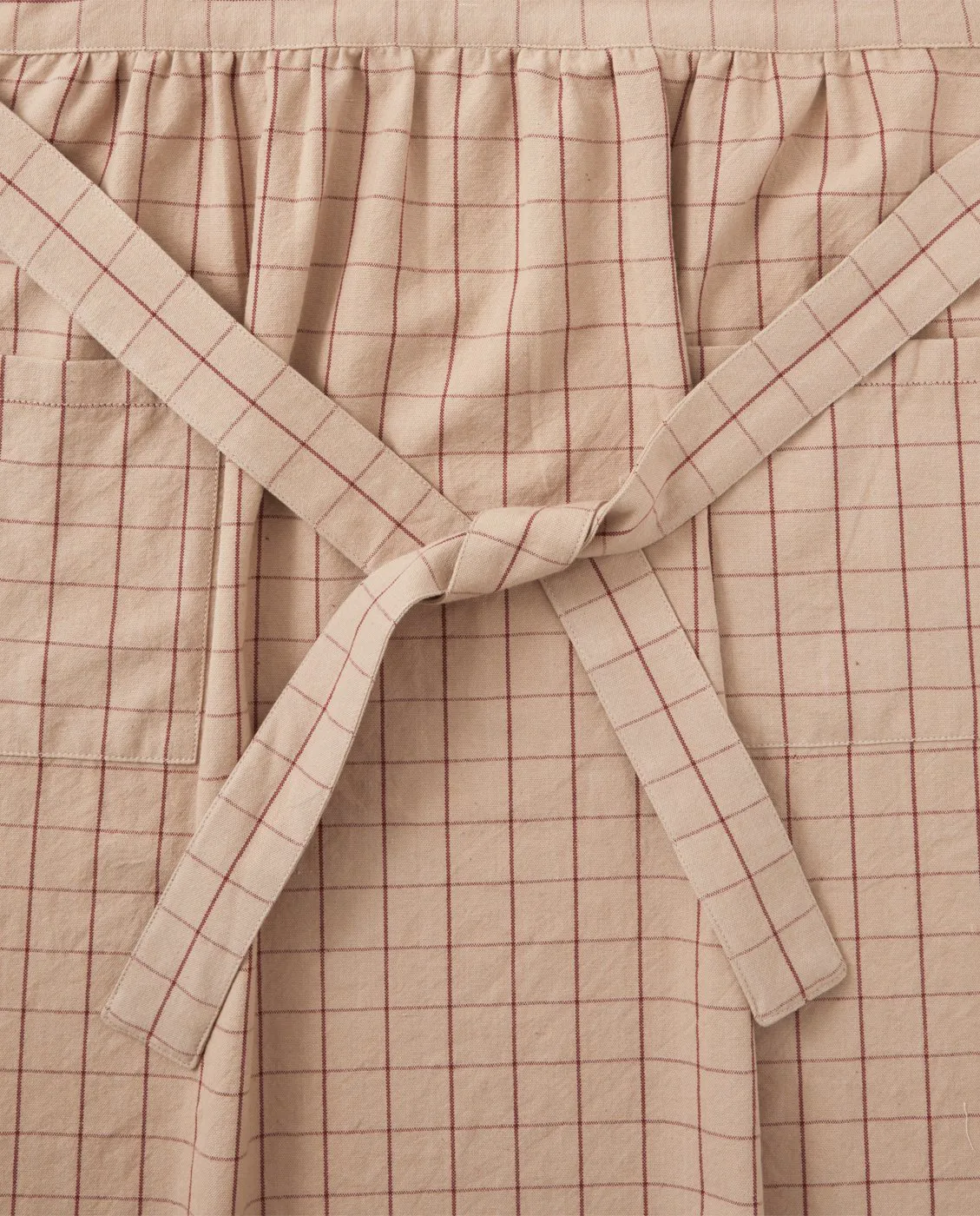 Checked Organic Cotton Oxford Fartuch, Beige-red Lexington