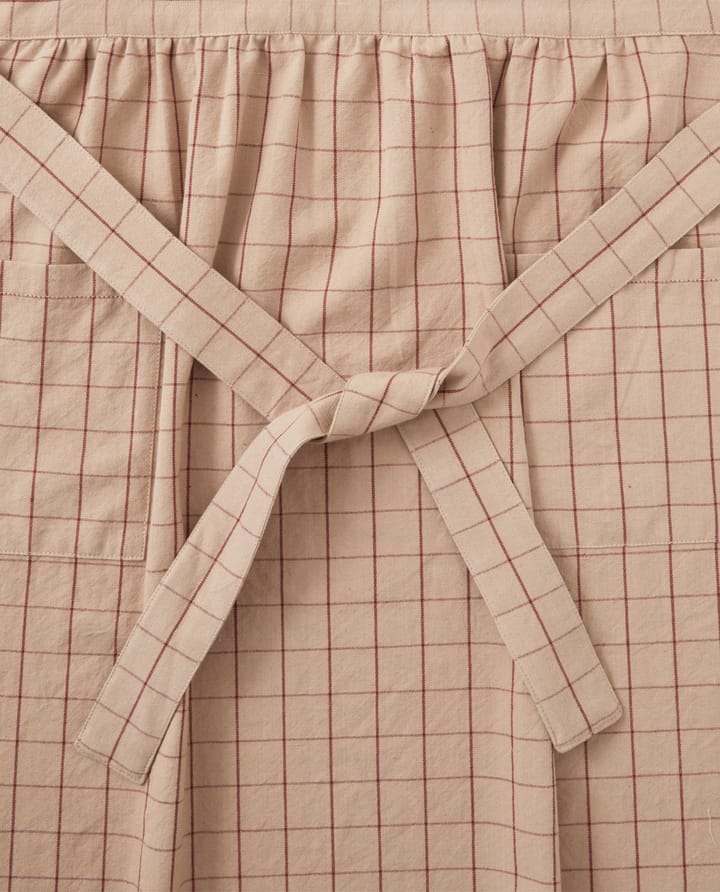 Checked Organic Cotton Oxford Fartuch, Beige-red Lexington